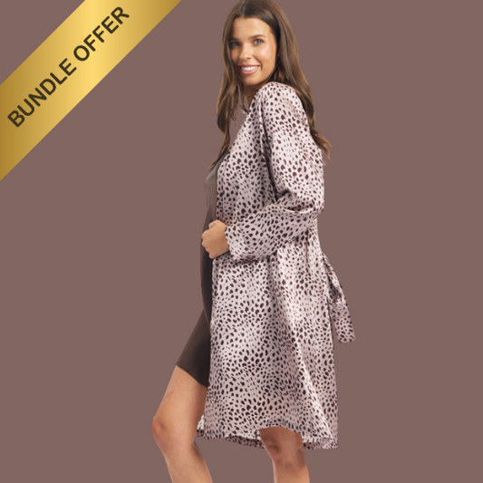 Chemise & Robe Set - Leopard