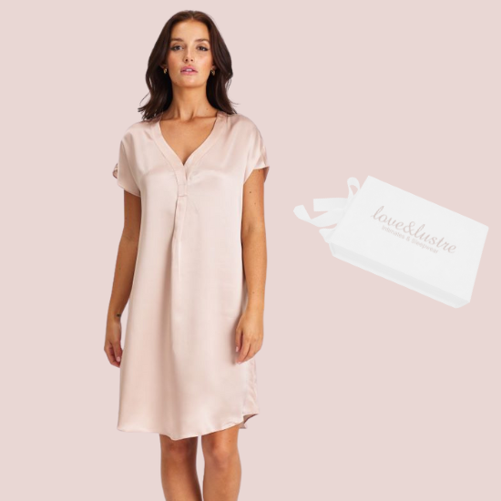 Gift Boxed - Silk Sleepshirt Dusk Pink