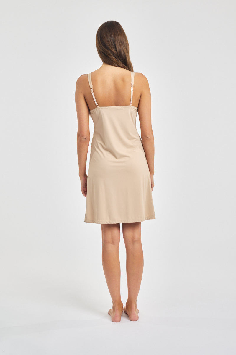 Rochelle Micro & Lace Slip - Nude