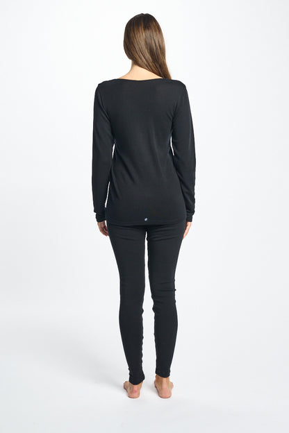 Fine Merino Wool & Silk Vest With Lace Black