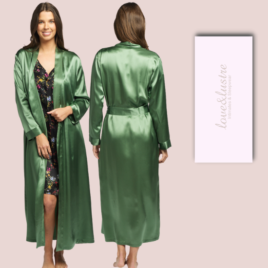 Gift Boxed - Silk Robe Basil