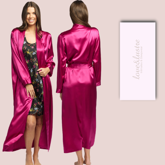 Gift Boxed - Silk Robe Cerise