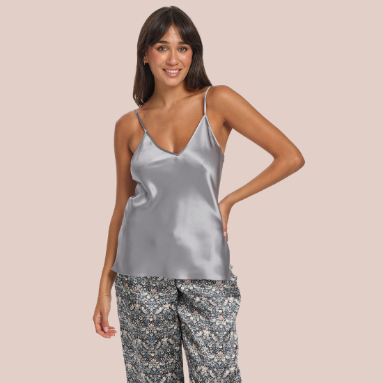 Strappy Silk Cami Pewter