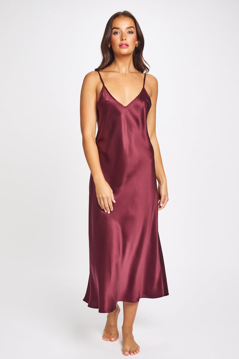 Silk Chemise 3/4 Length - Garnett