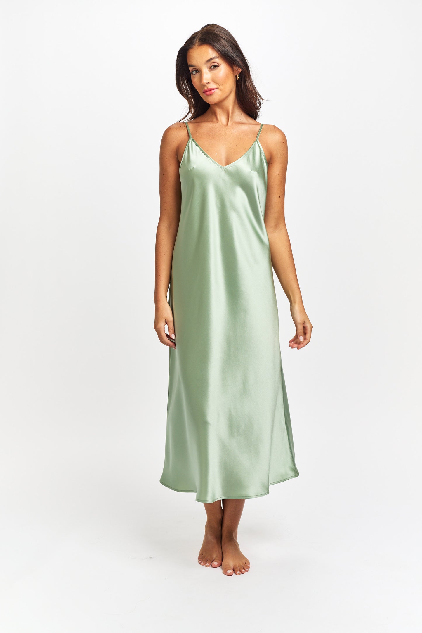 Silk Chemise 3/4 Length - Sage