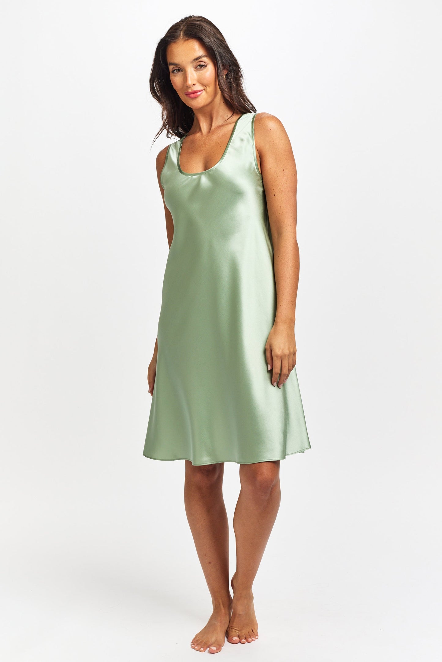 Mono Silk Short Nightdress Sage