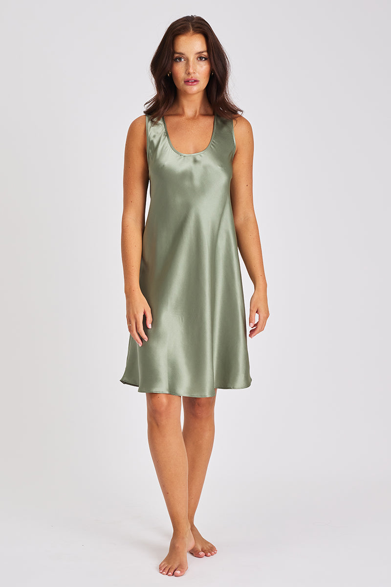 Mono Silk Short Nightdress Fern