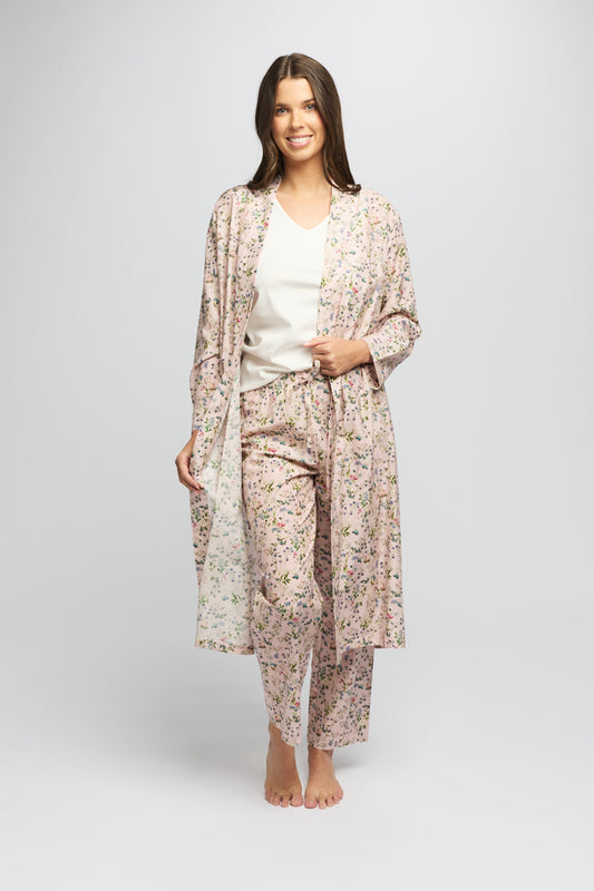 Cotton Silk Robe Botanica Pink