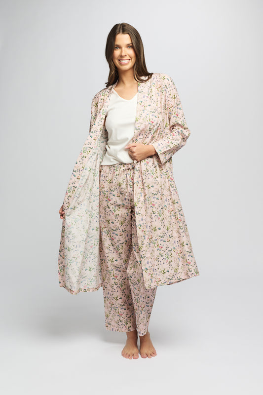 Cotton Silk Robe Botanica Pink