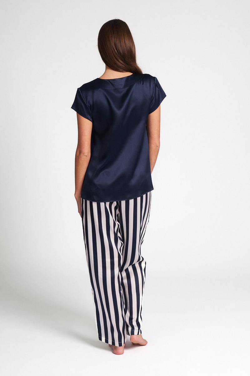 Silk Cap Sleeve Top Navy