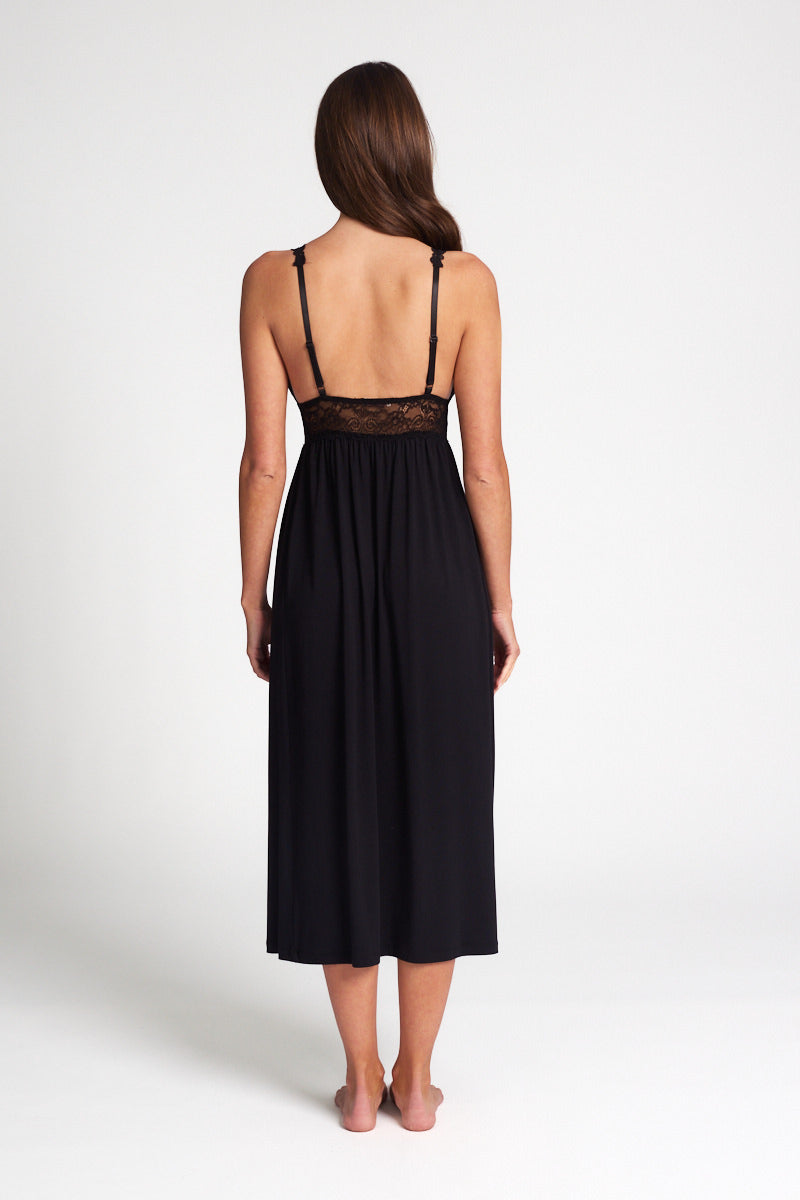 New Butterfly Modal Long Nightdress Black
