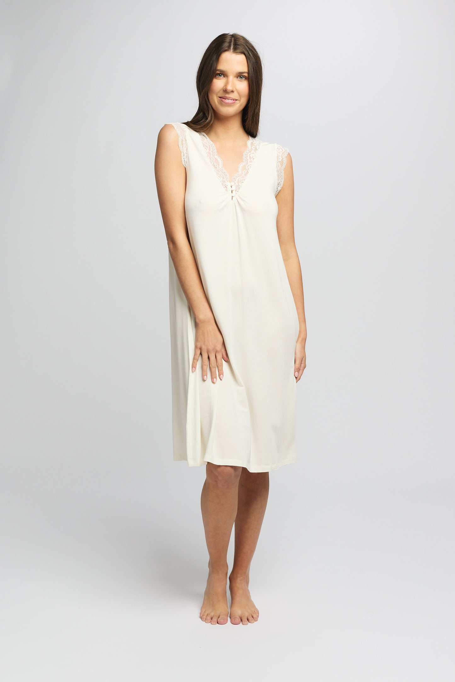 La Femme Modal Sleeveless Nightie Milk