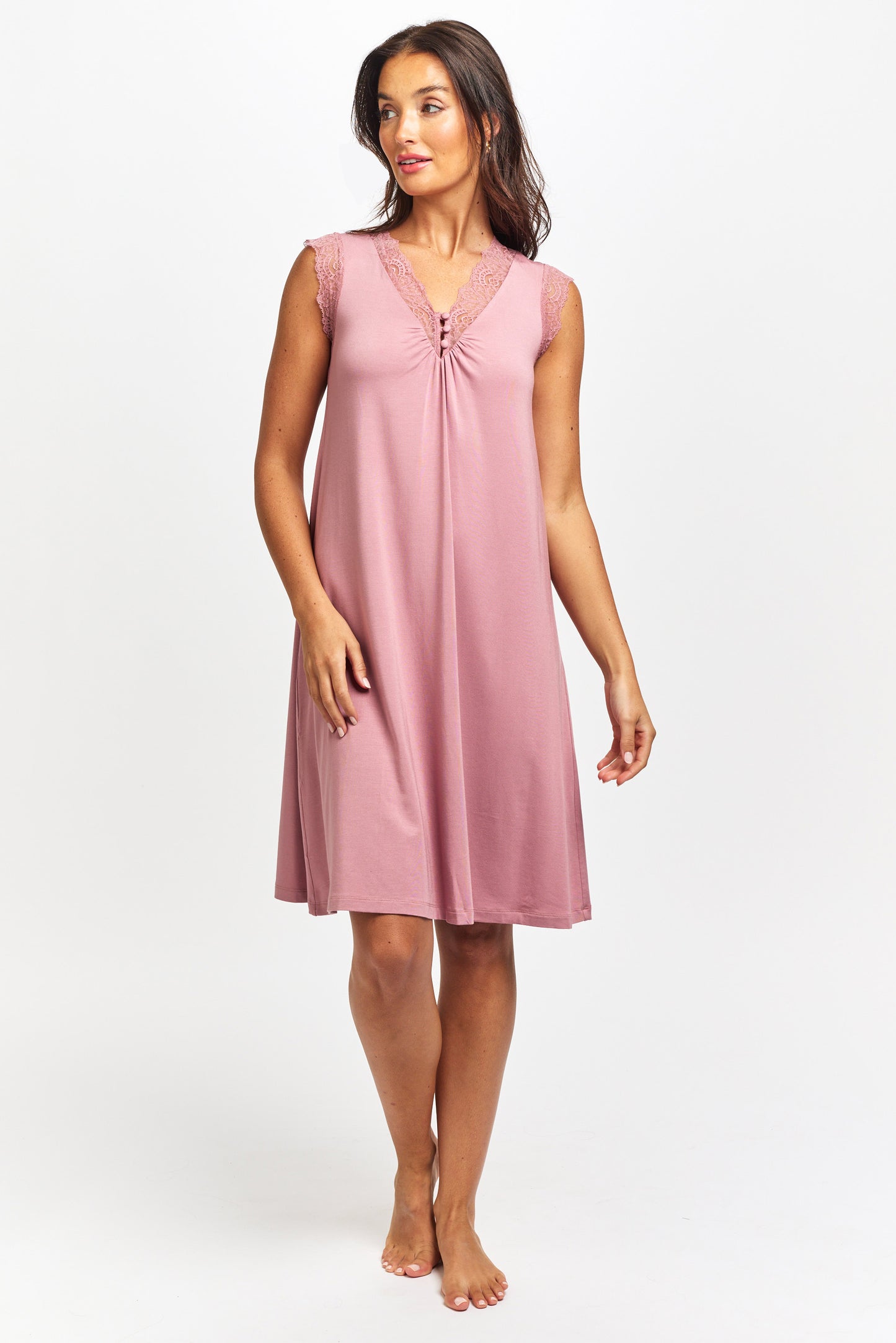 La Femme Modal Sleeveless Nightie Mulberry