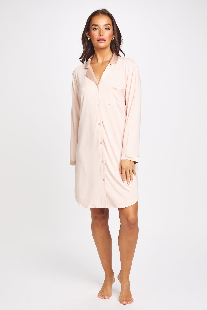 Silk Trim Premium Supima Cotton NightShirt Rosewater