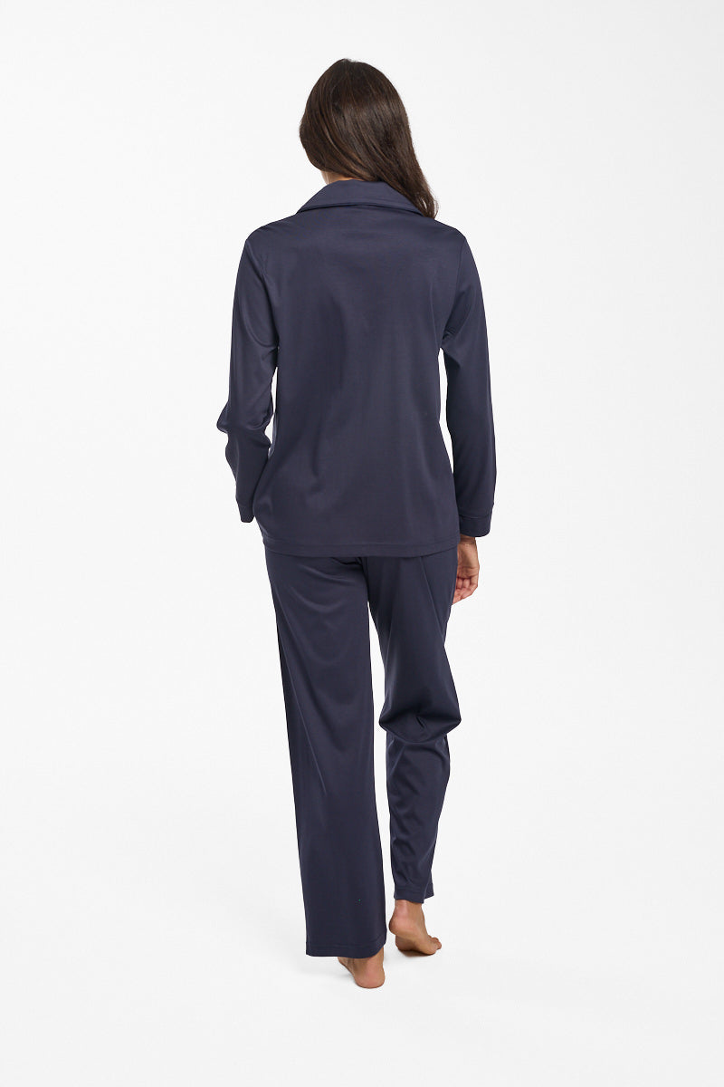 New Supima Cotton Piiped PJ Top Navy