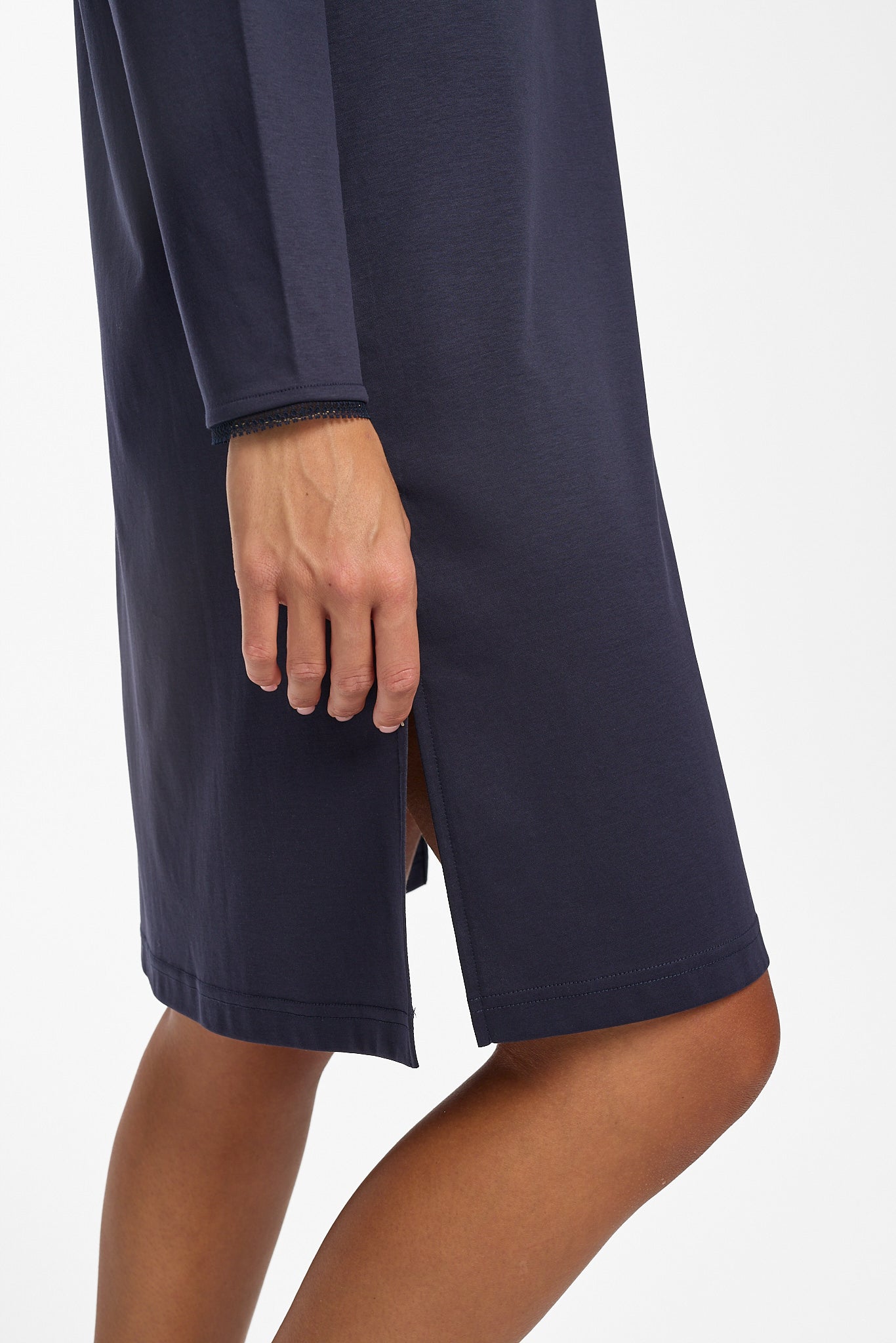 New Supima Cotton Lace Trim Nightie Navy