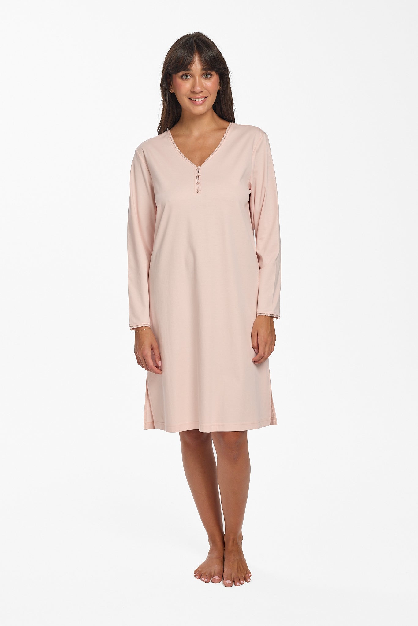 New Supima Cotton Lace Trim Nightie Navy