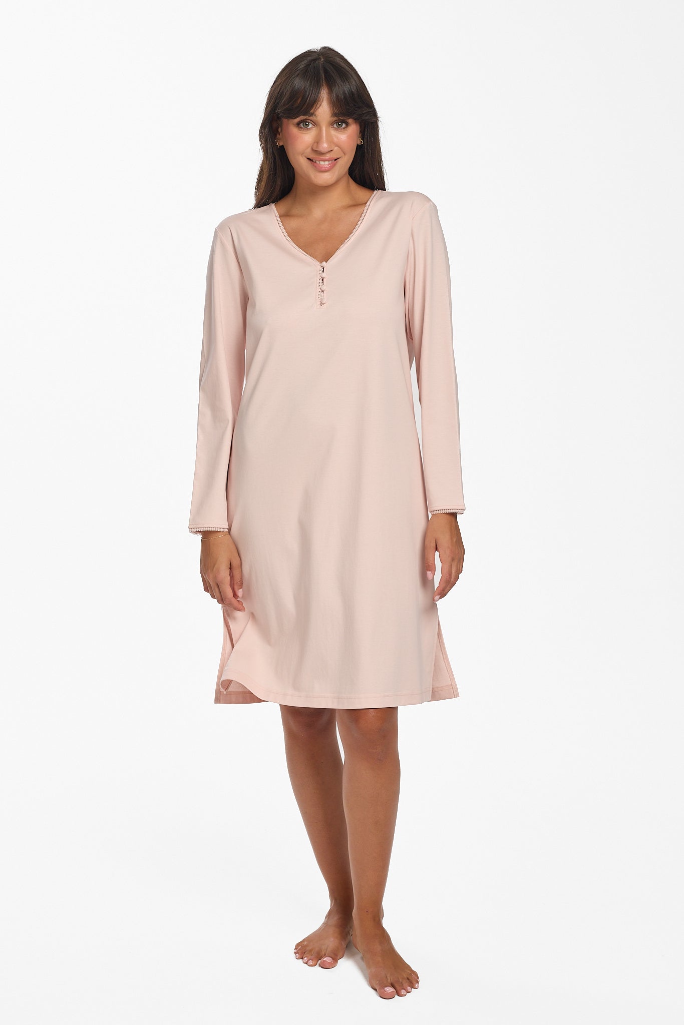 Supima Cotton Lace Trim Nightie Rosewater