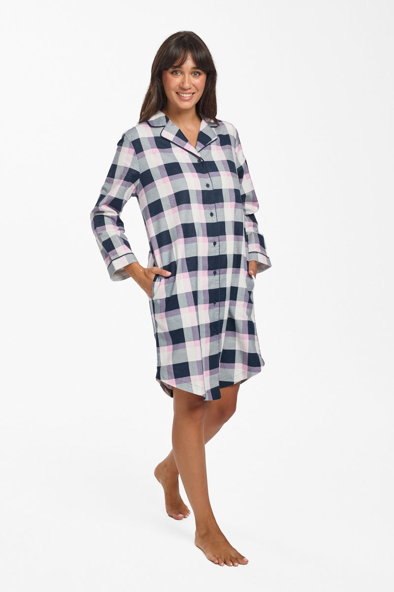 New Brushed Cotton Check Nightshirt
