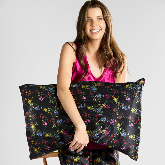 Gift Boxed - Silk Pillow Case - Midnight Garden