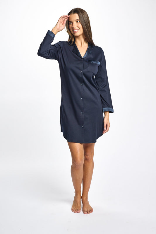 Silk Trim Premium Supima Cotton NightShirt Midnight