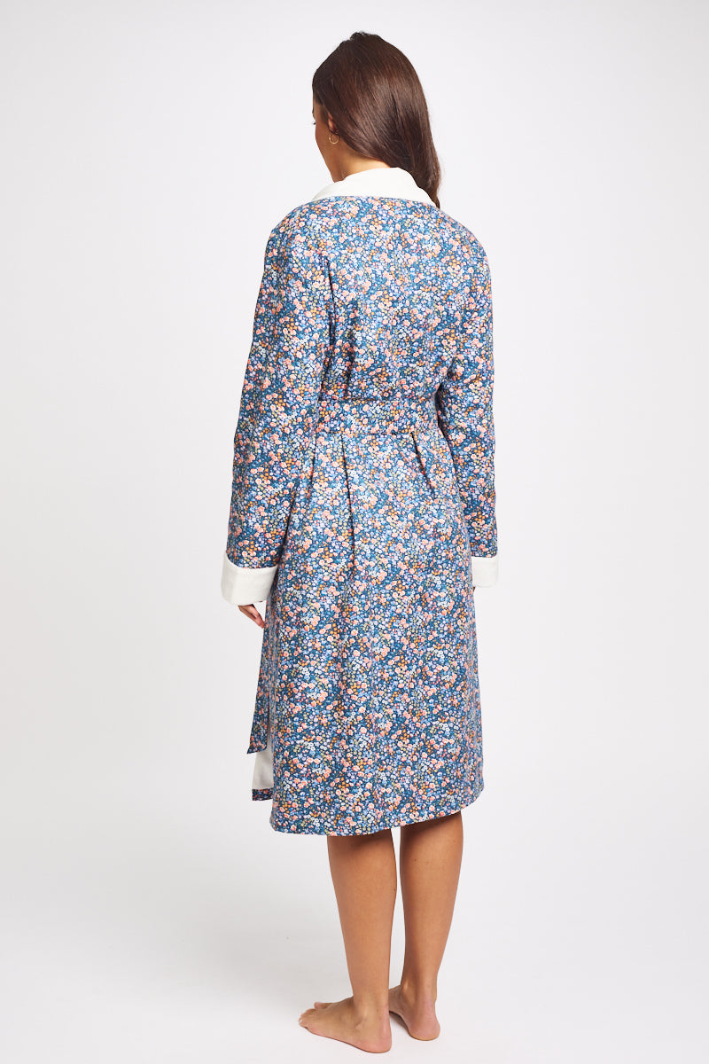 Liberty Lantana Wool/Cotton Robe - Blue