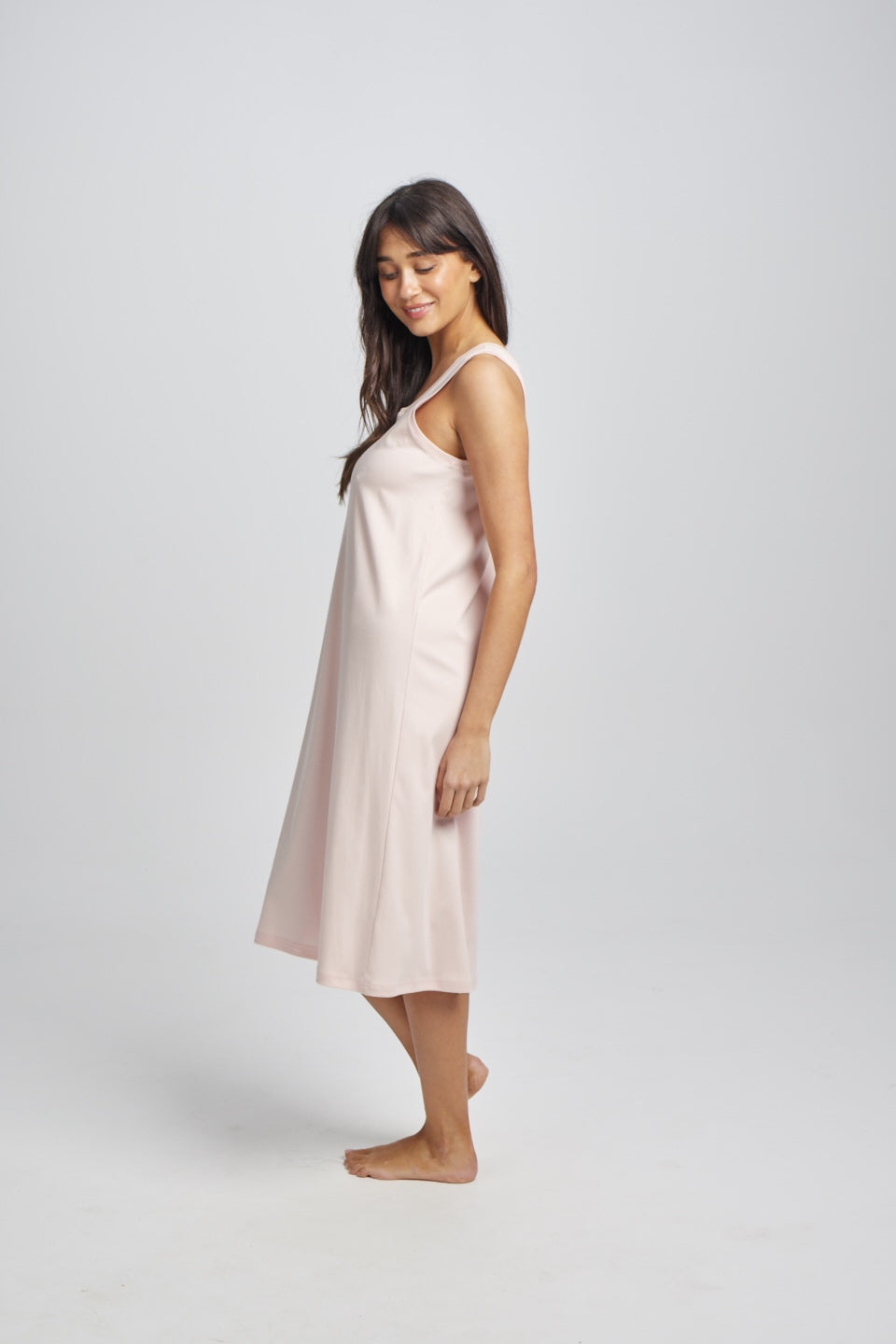 Supima Cotton Long Tank Nightie Rosewater
