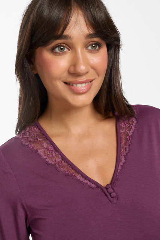 New La Femme L/S Modal Nightie Merlot