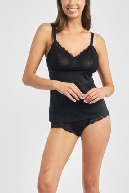 Rochelle Micro & Lace Cami Black