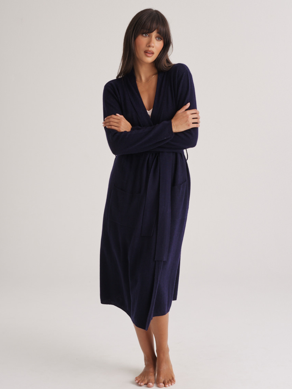 Cashmere Robe Navy