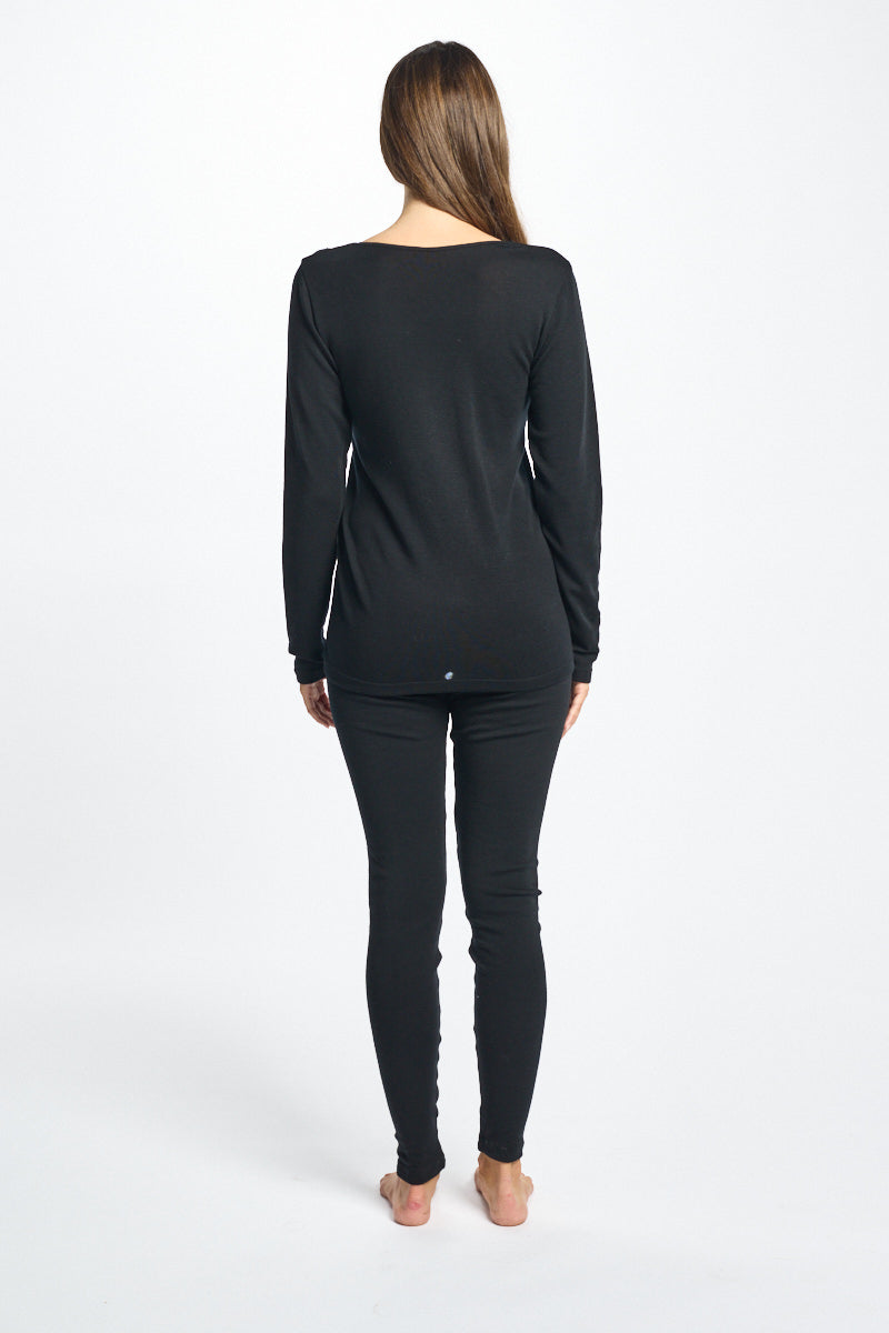 Fine Merino Wool & Silk Vest With Lace Black