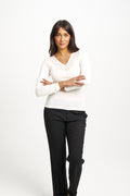 Fine Merino Wool & Silk Long Sleeve Lace Champagne