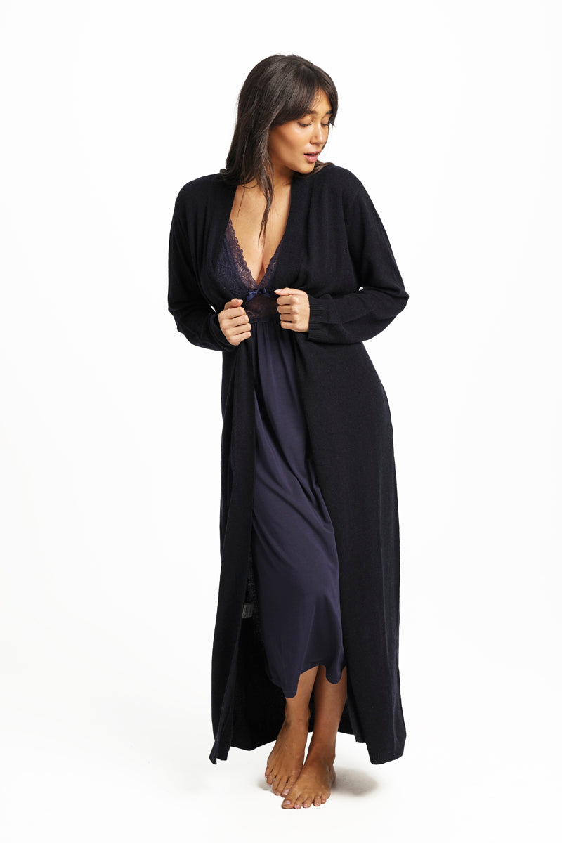 Wool Cashmere Robe Navy