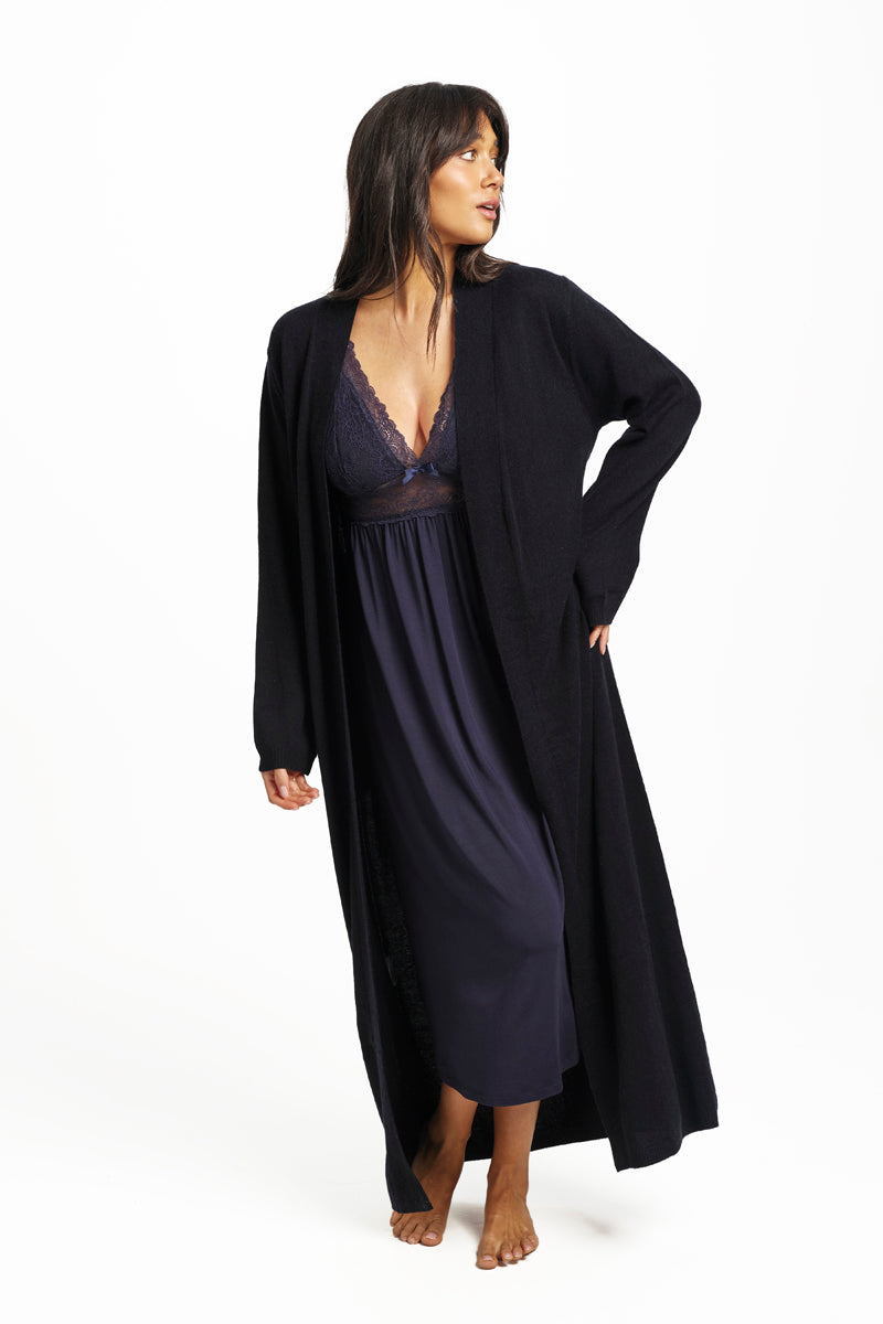 Wool Cashmere Robe Navy