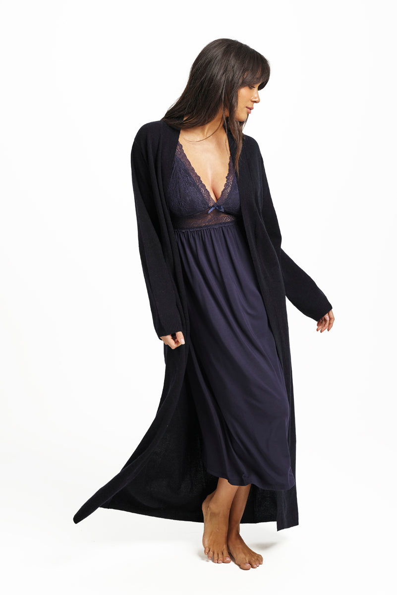 Wool Cashmere Robe Navy