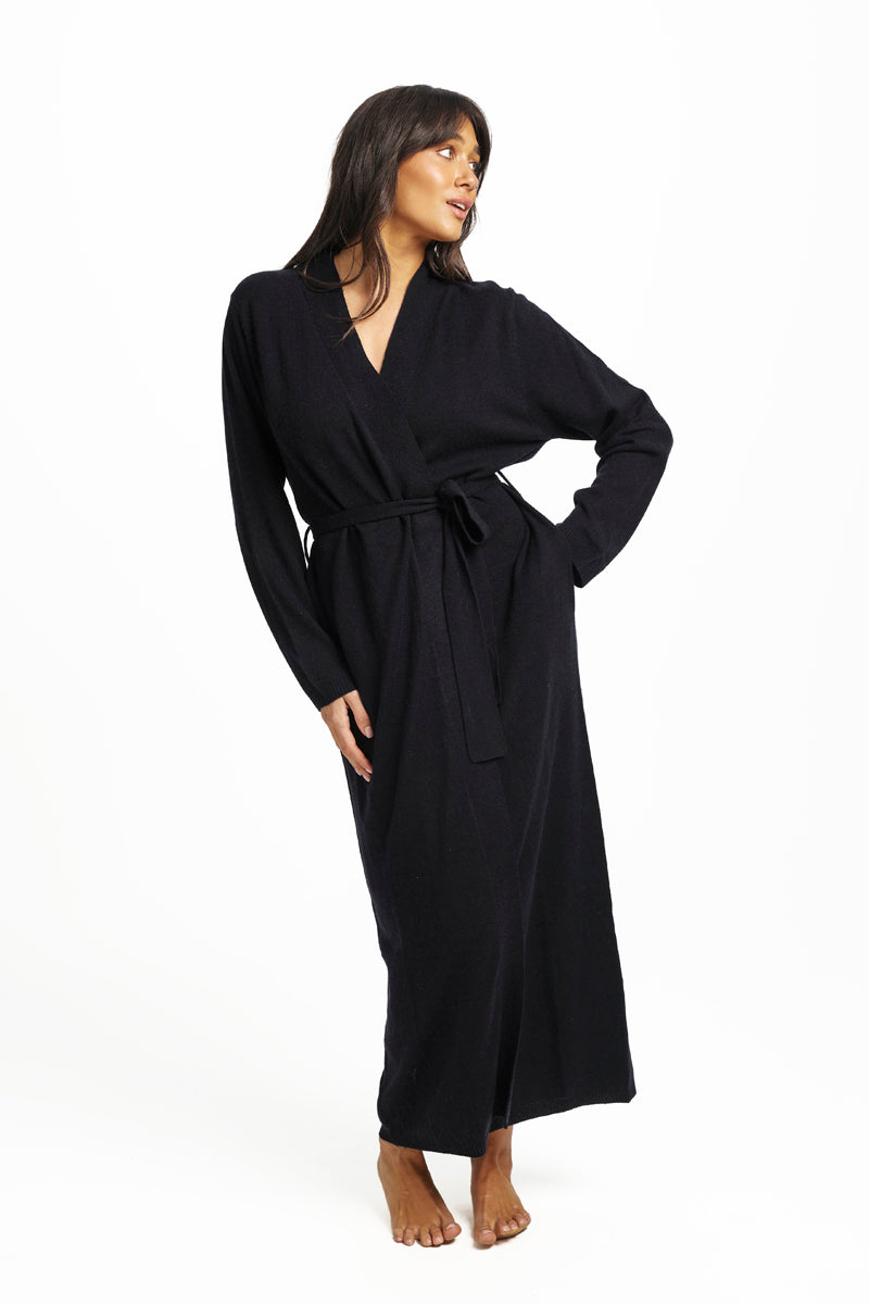Wool Cashmere Robe Navy