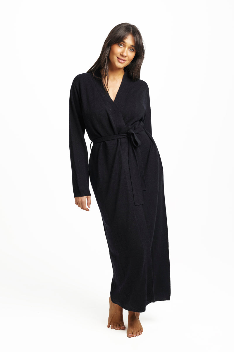 Pretty Wool Robe Wool Cashmere Robe Navy – Love & Lustre