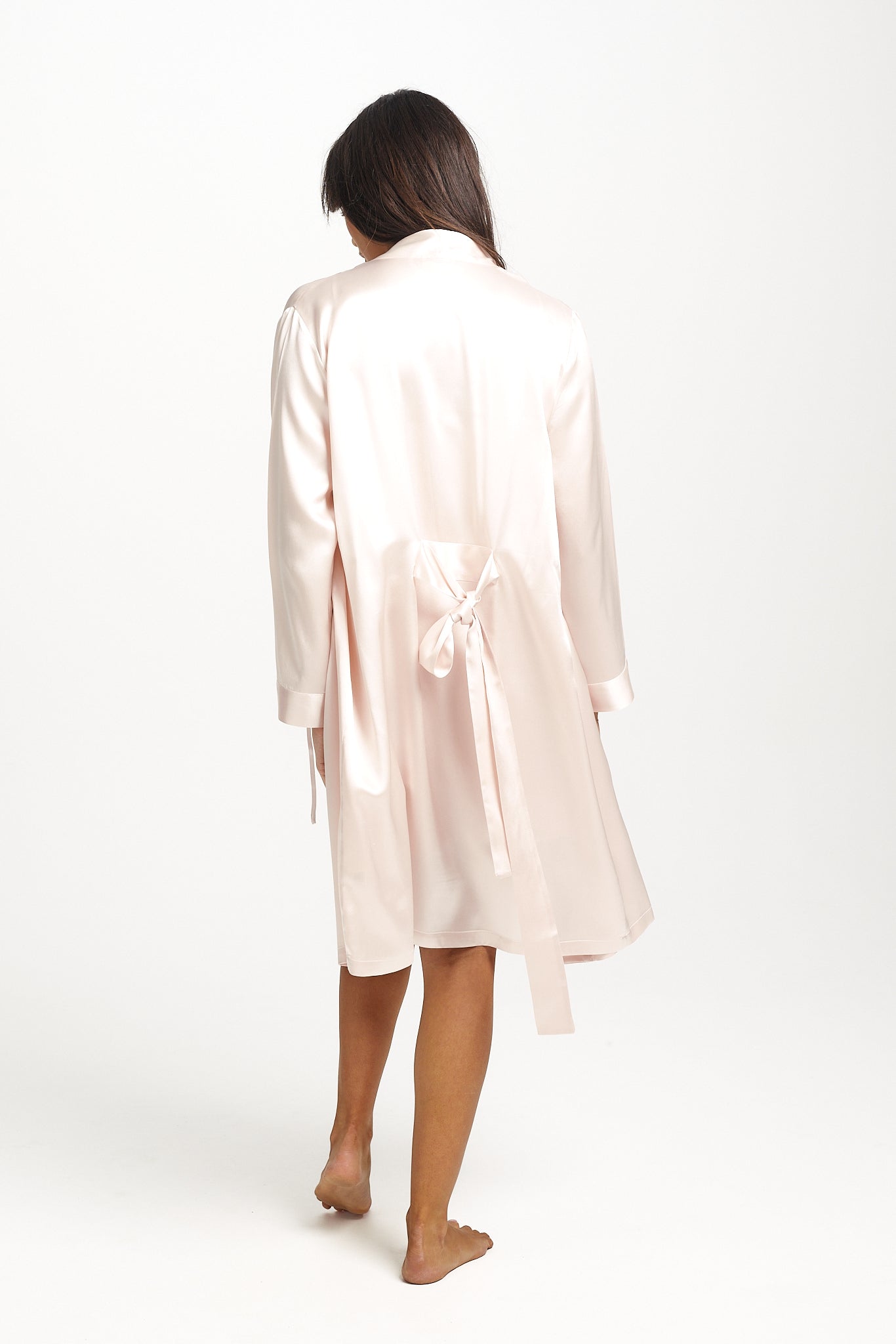 Silk Robe Mid Length - Blush