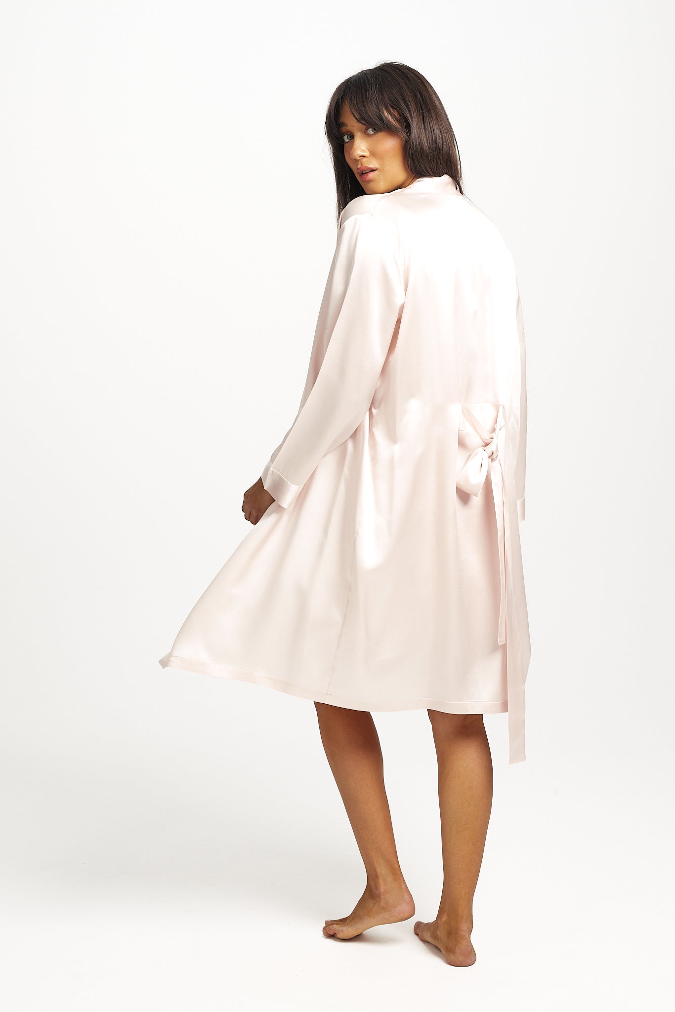 Silk Robe Mid Length - Blush
