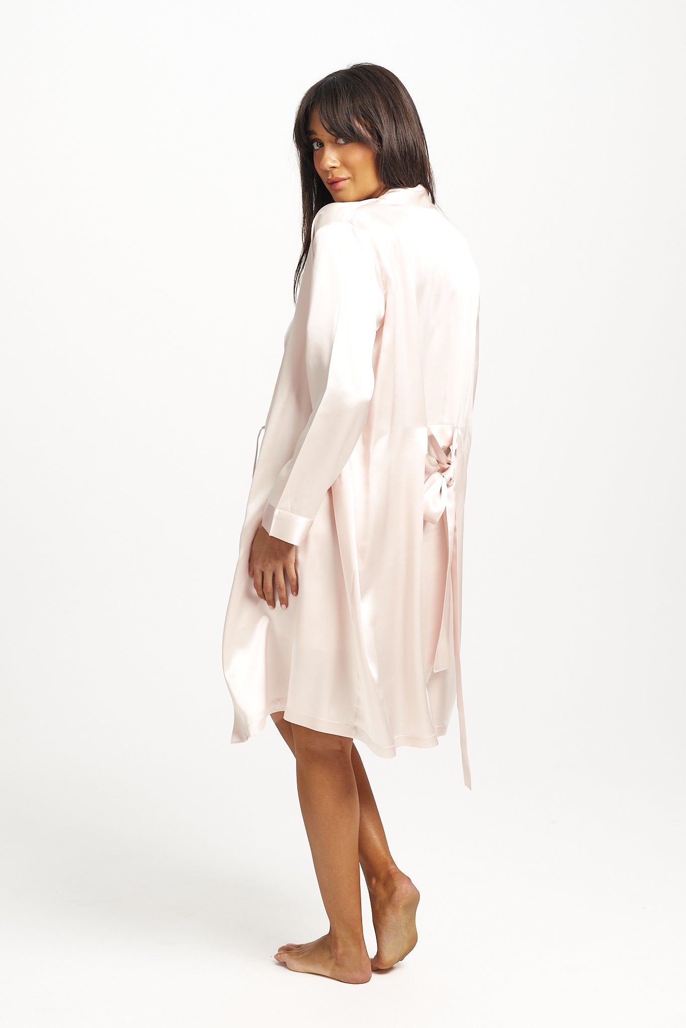 Silk Robe Mid Length - Blush