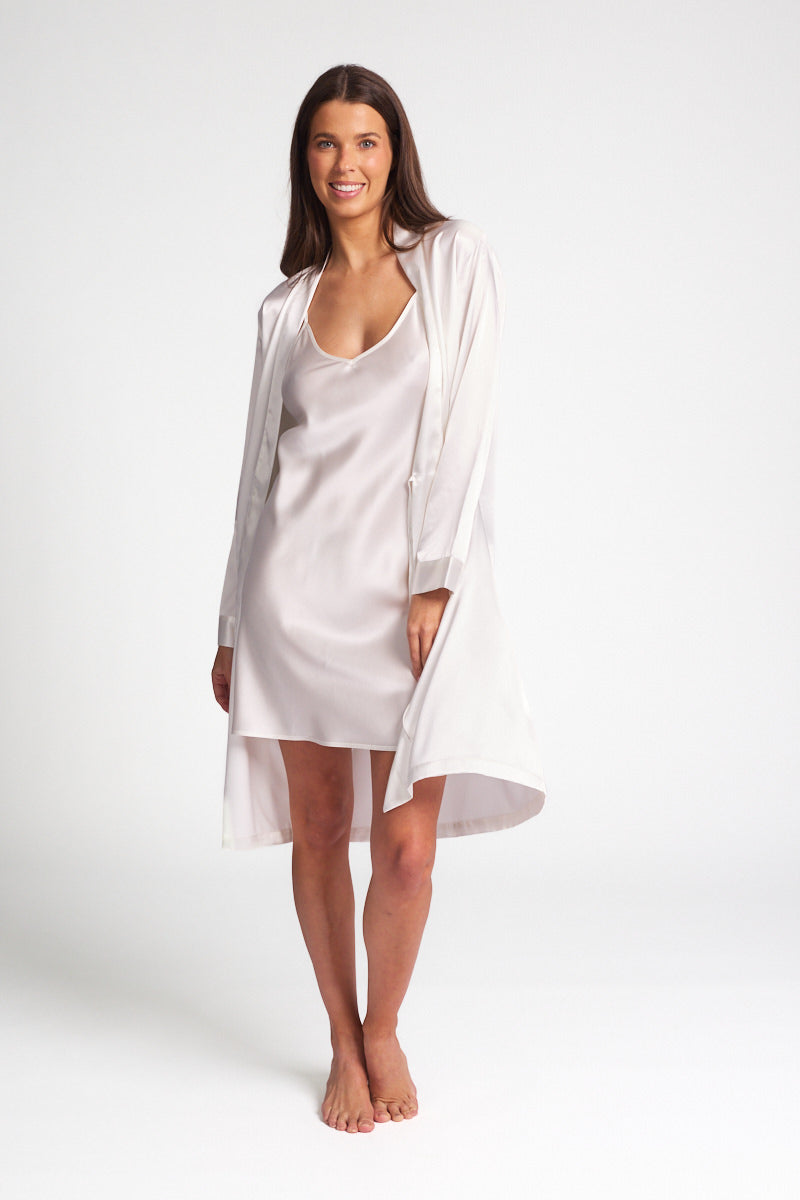 Silk Ivory Chemise & Robe Set