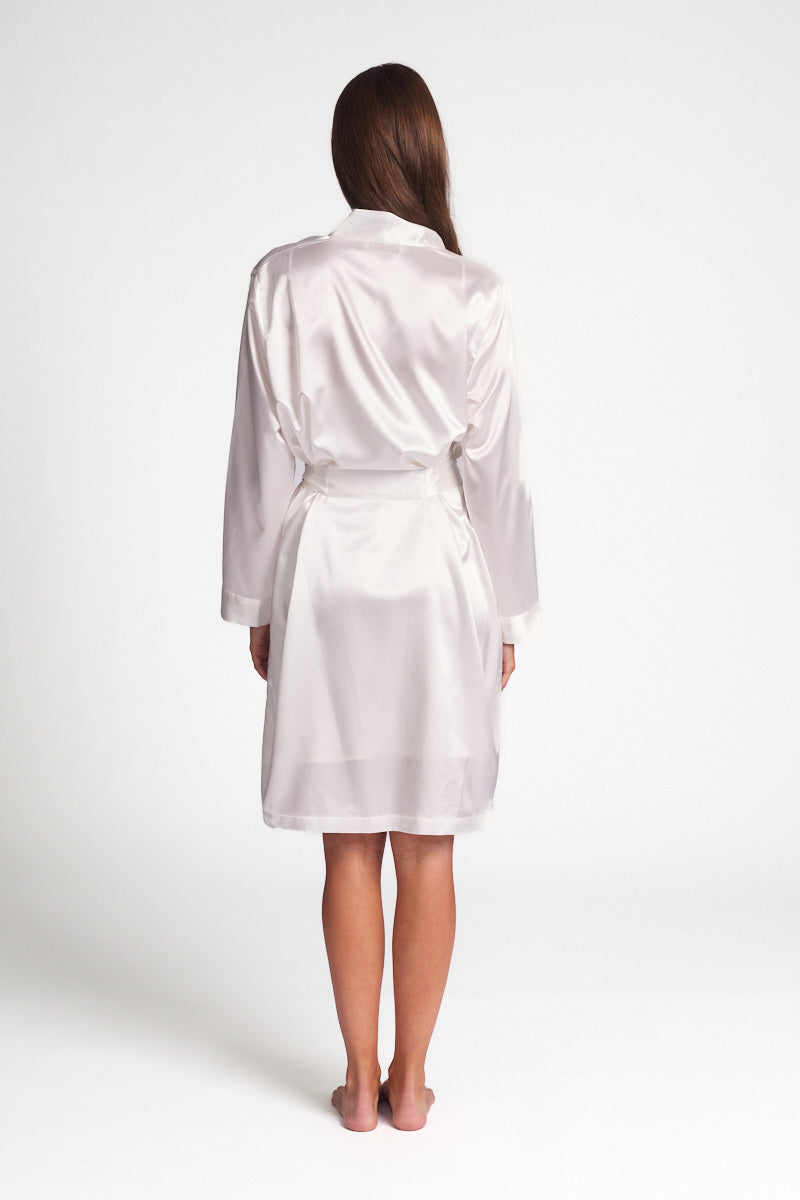 Silk Robe Mid Length - Ivory