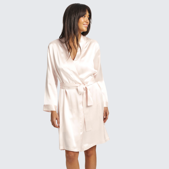 Silk Robe Mid Length - Blush
