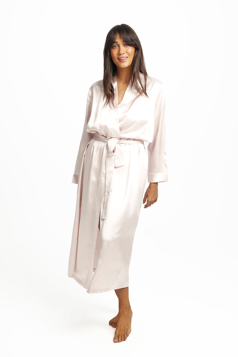 Silk Long Robe Blush