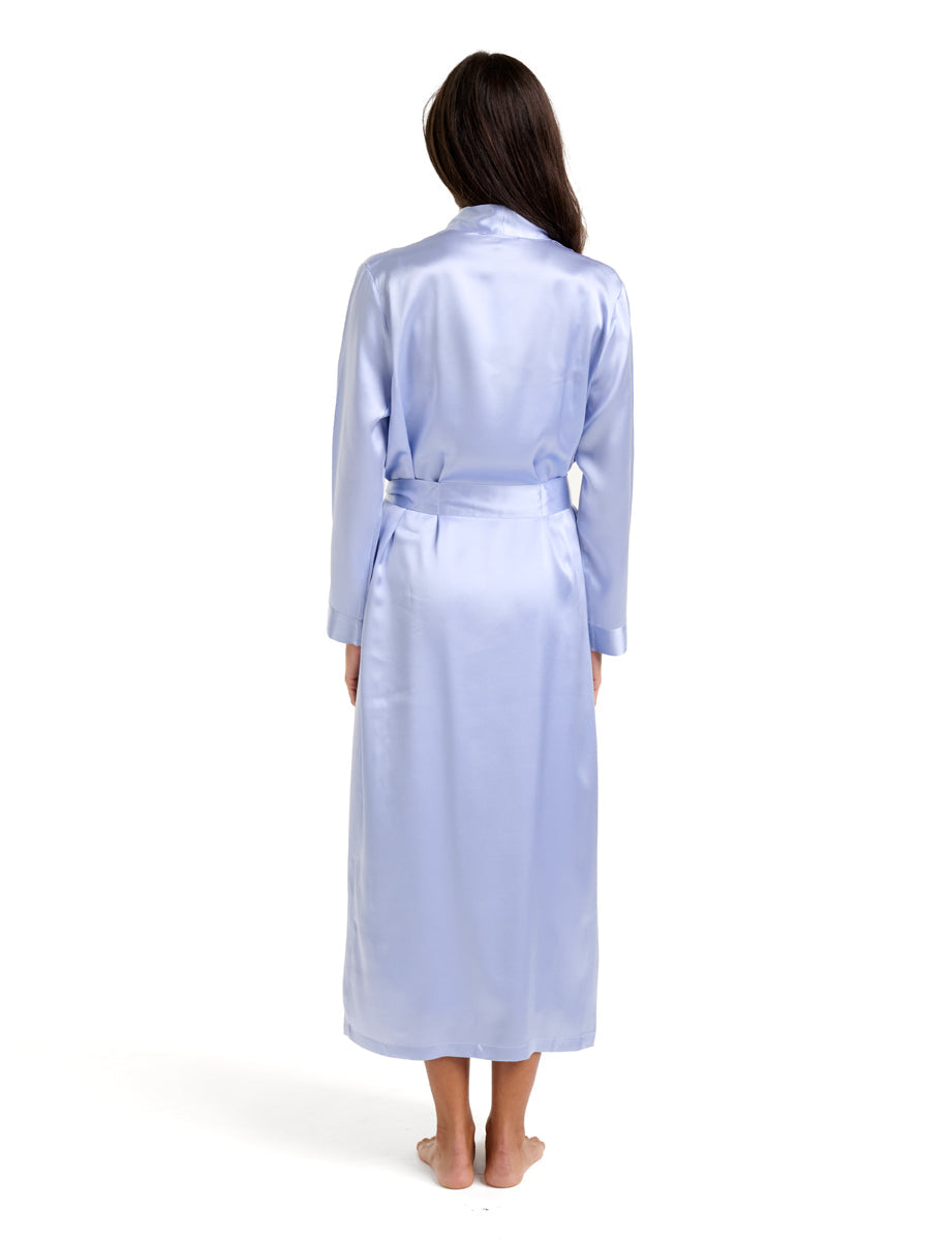 New Silk Long Robe Cashmere Blue