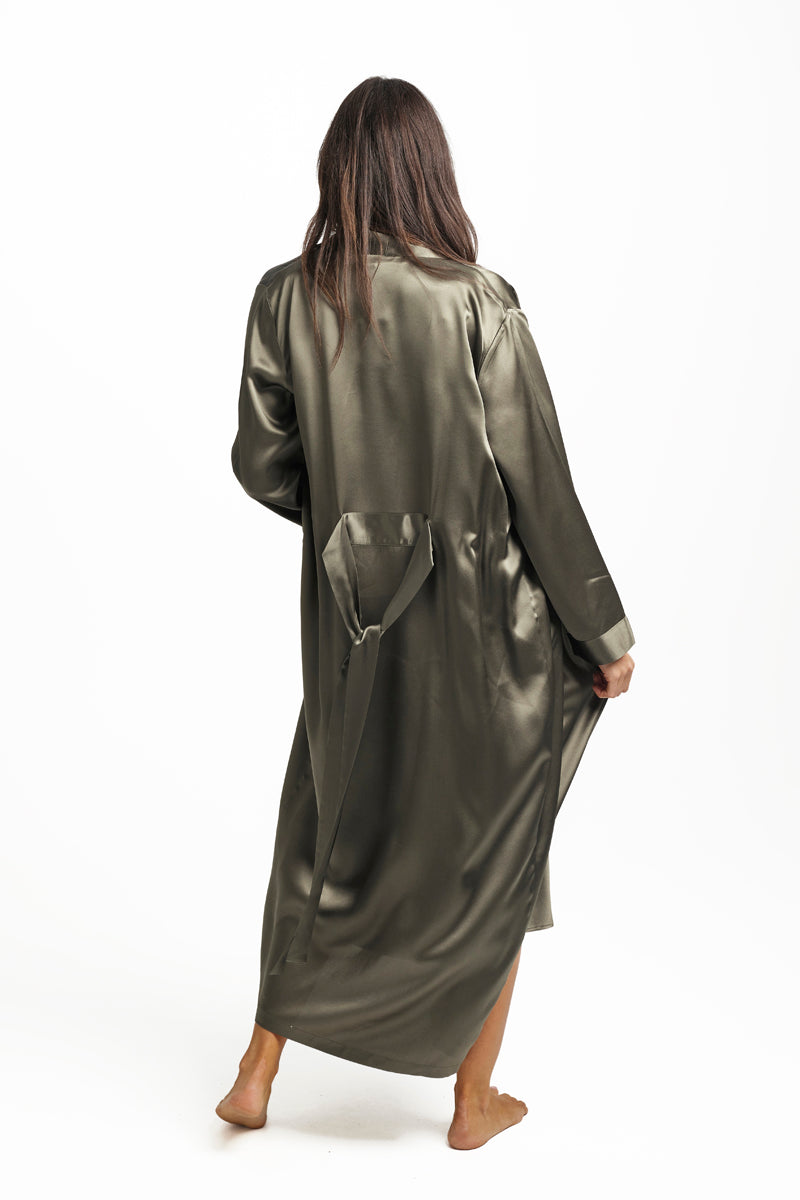 Silk Long Robe Olive