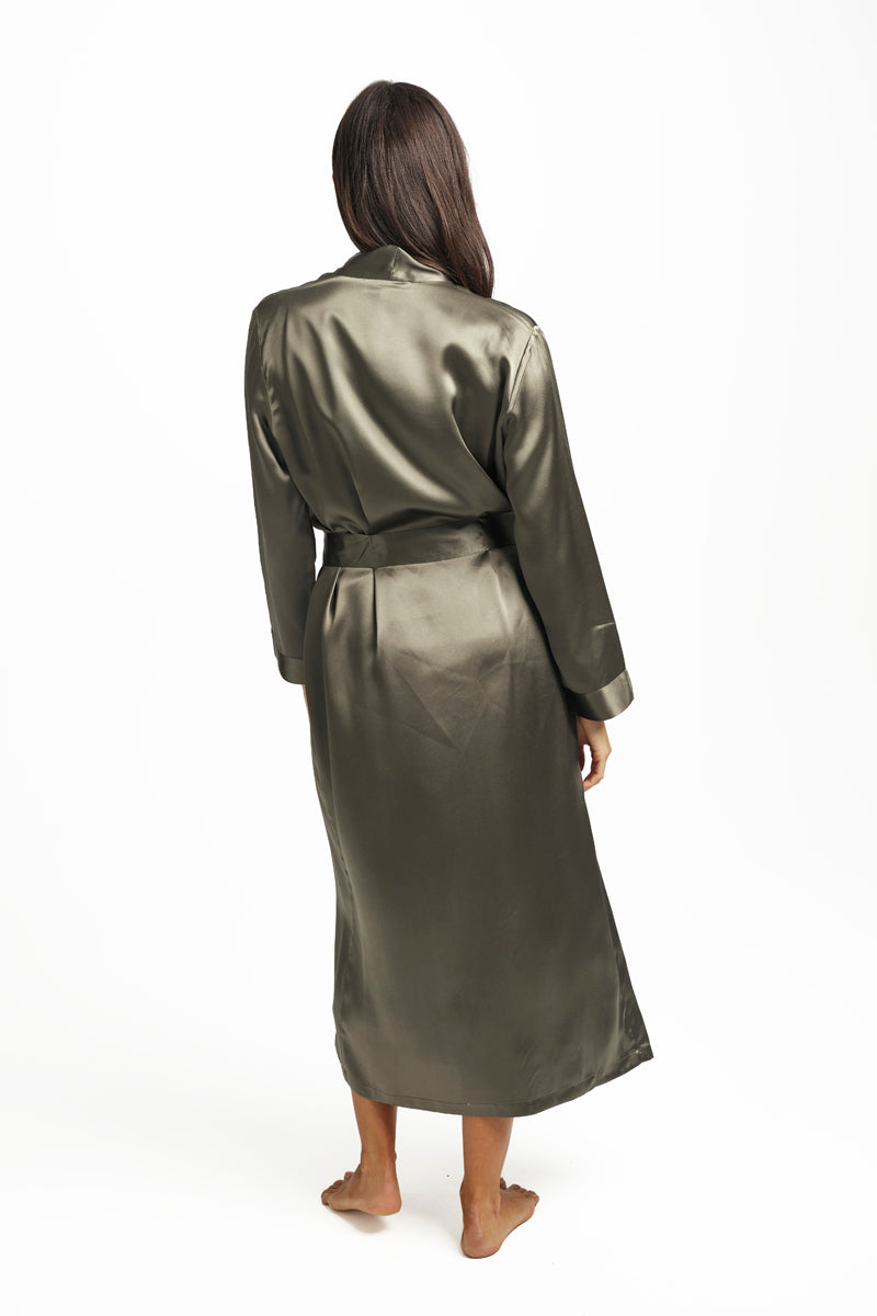 Silk Long Robe Olive