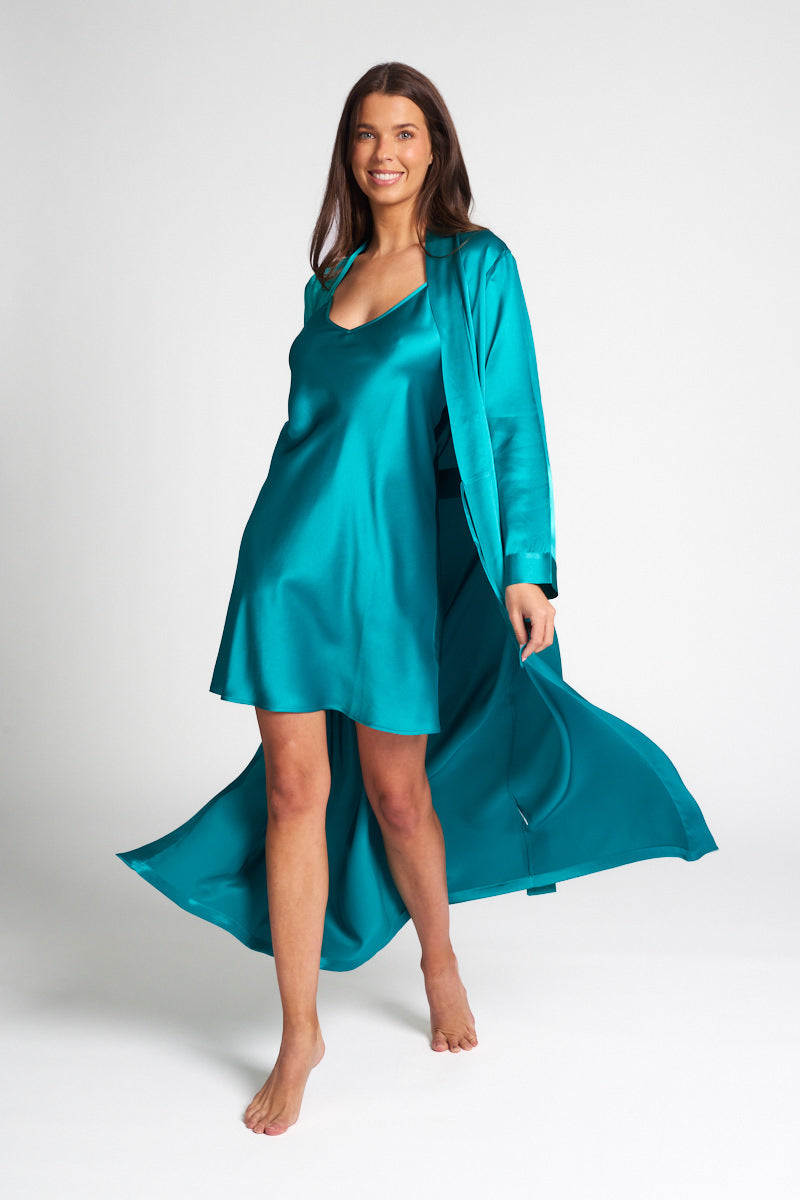 Peacock Silk Long Robe