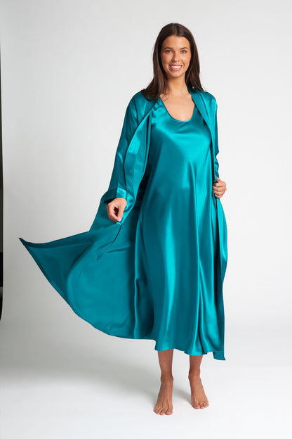 Peacock Long MonoSilk Dress