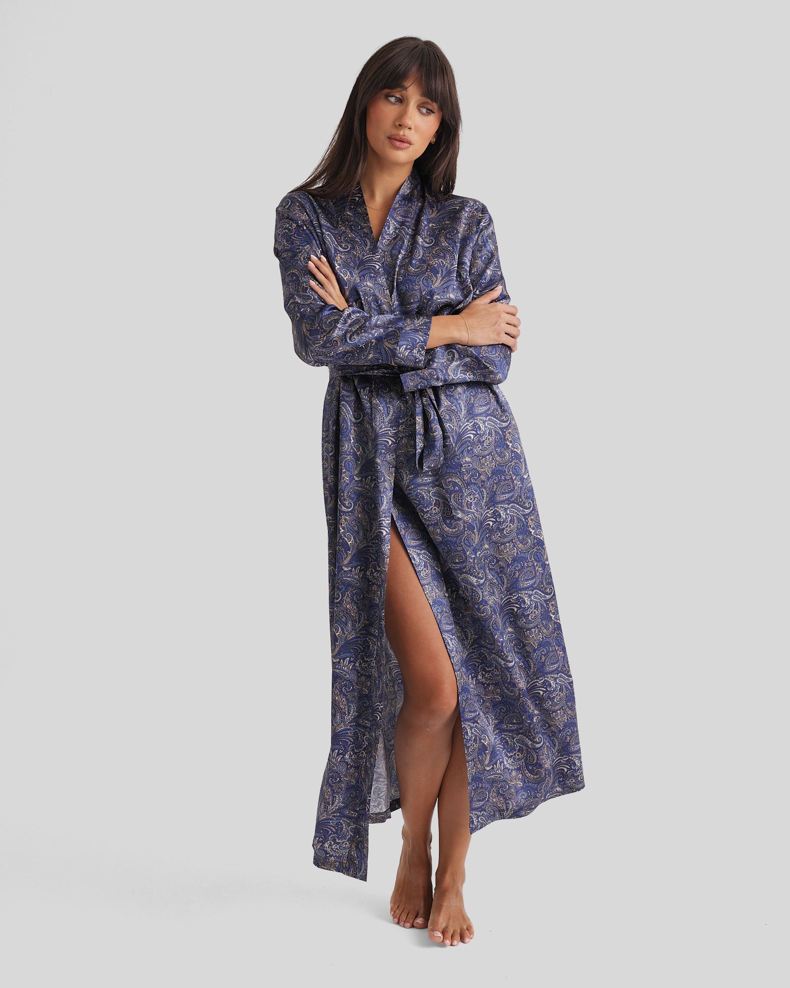 New Silk Long Robe Paisley